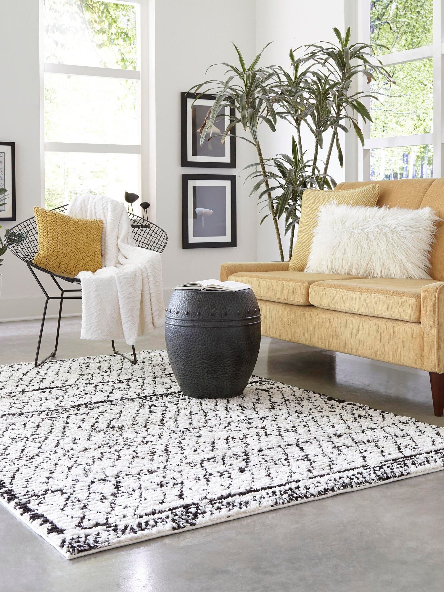 Ivory 4' 1 x 6' 1 Morocco Rectangle Area Rug 100% Polyester Traditional Classic Carpet for Moroccan Inspired Interior Design Home Decor for Sale at Rug Engine