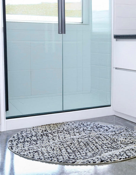 Ivory 4' 1 x 4' 1 Morocco Round Area Rug 100% Polyester Traditional Classic Carpet for Moroccan Inspired Interior Design Home Decor for Sale at Rug Engine