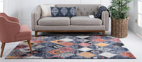 Blue 5' 1 x 8' Morocco Rectangle Area Rug 100% Polyester Traditional Classic Carpet for Moroccan Inspired Interior Design Home Decor for Sale at Rug Engine