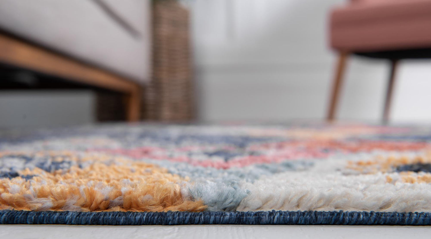 Blue 7' x 7' Morocco Round Area Rug 100% Polyester Traditional Classic Carpet for Moroccan Inspired Interior Design Home Decor for Sale at Rug Engine