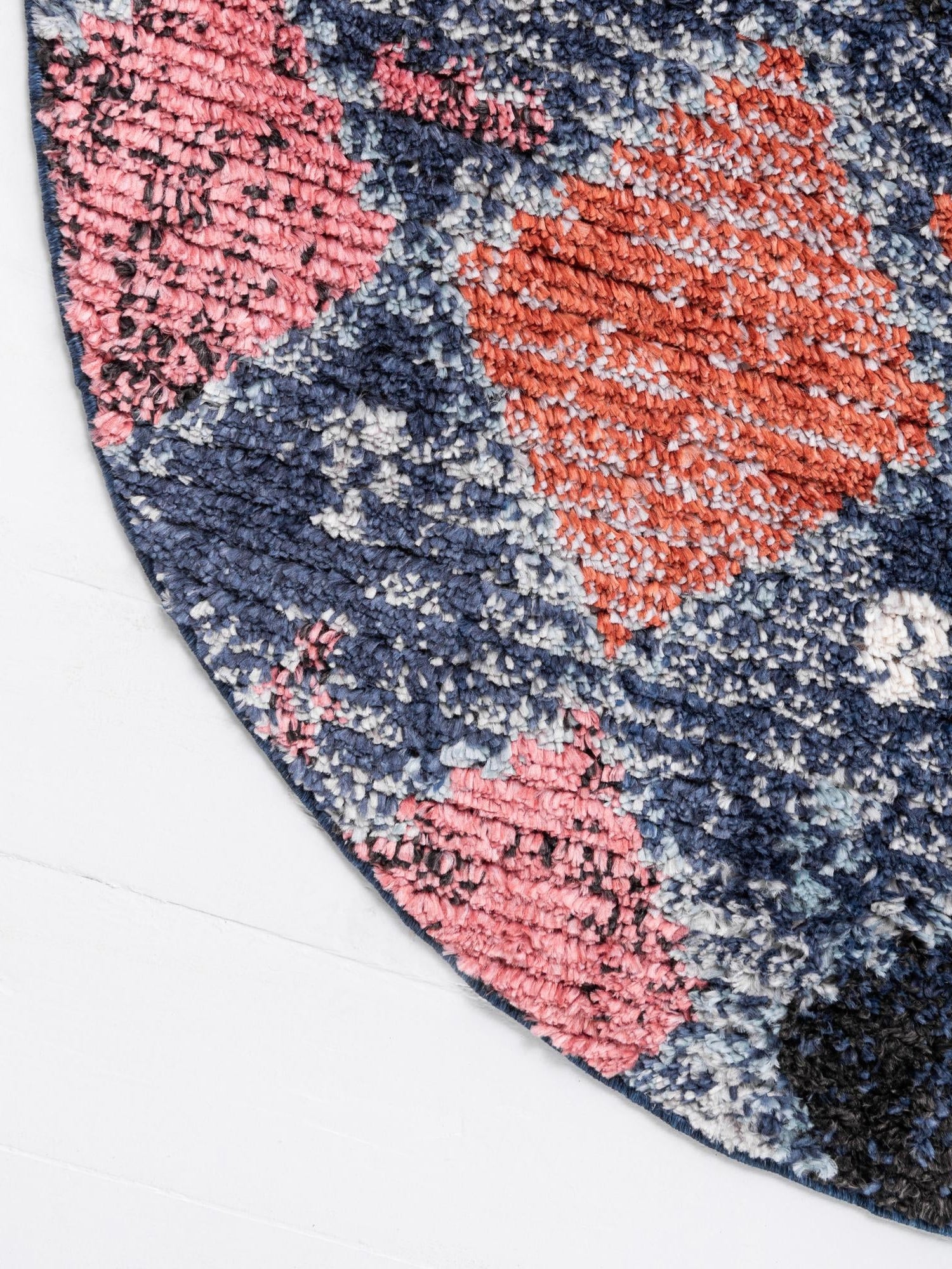 Blue 7' x 7' Morocco Round Area Rug 100% Polyester Traditional Classic Carpet for Moroccan Inspired Interior Design Home Decor for Sale at Rug Engine