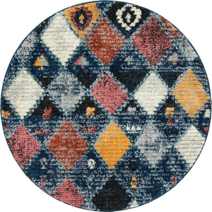 Blue 4' 1 x 4' 1 Morocco Round Rug
