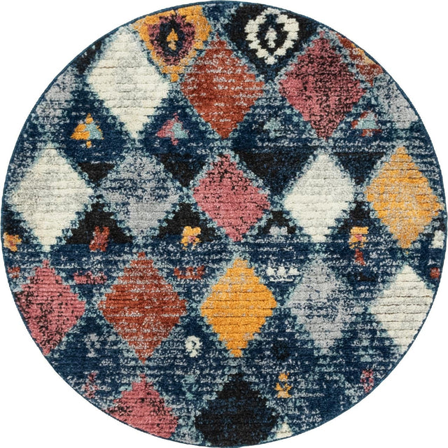 Blue 4' 1 x 4' 1 Morocco Round Rug