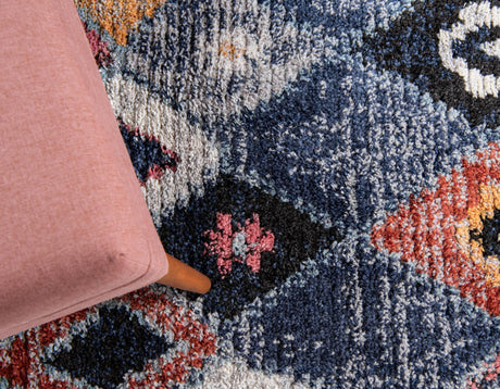 Blue 2' 2 x 6' 1 Morocco Runner Area Rug 100% Polyester Traditional Classic Carpet for Moroccan Inspired Interior Design Home Decor for Sale at Rug Engine