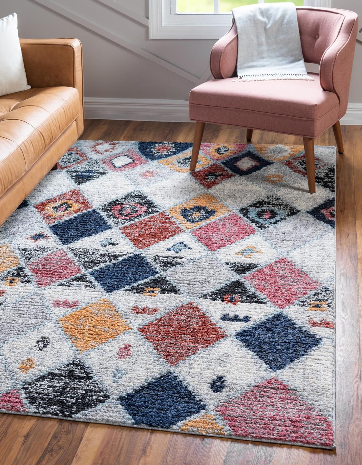 Multicolor 9' x 12' 2 Morocco Rectangle Area Rug 100% Polyester Traditional Classic Carpet for Moroccan Inspired Interior Design Home Decor for Sale at Rug Engine