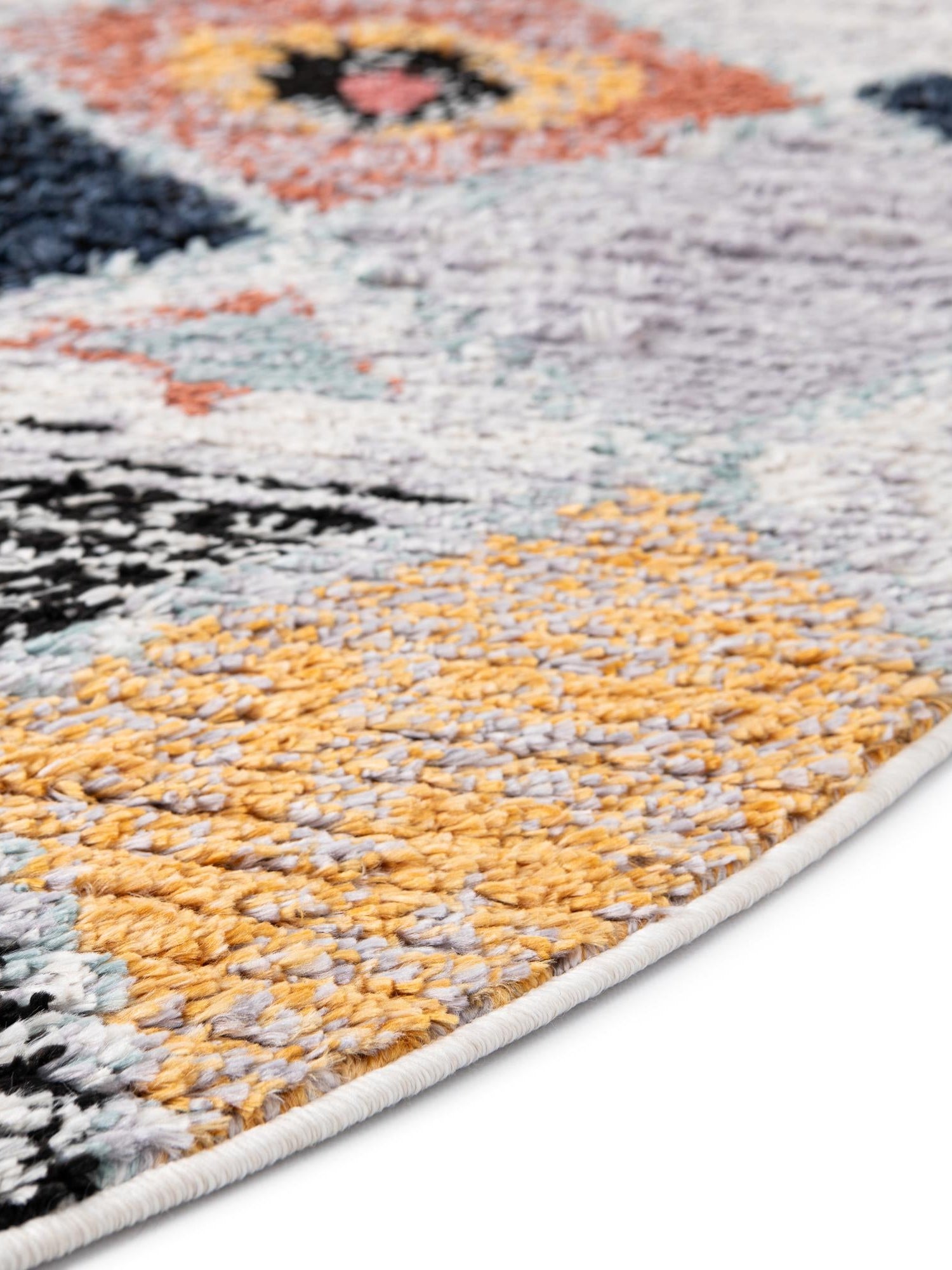 Multicolor 7' x 7' Morocco Round Area Rug 100% Polyester Traditional Classic Carpet for Moroccan Inspired Interior Design Home Decor for Sale at Rug Engine