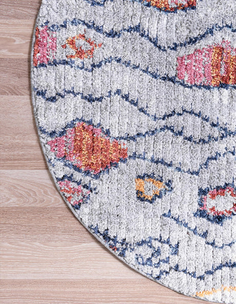 Multicolor 4' 1 x 4' 1 Morocco Round Area Rug 100% Polyester Traditional Classic Carpet for Moroccan Inspired Interior Design Home Decor for Sale at Rug Engine