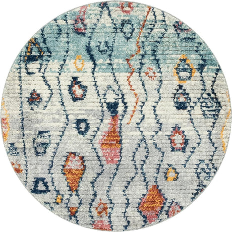 Multicolor 4' 1 x 4' 1 Morocco Round Area Rug 100% Polyester Traditional Classic Carpet for Moroccan Inspired Interior Design Home Decor for Sale at Rug Engine