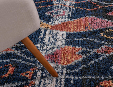 Navy Blue 7' x 7' Morocco Round Area Rug 100% Polyester Traditional Classic Carpet for Moroccan Inspired Interior Design Home Decor for Sale at Rug Engine