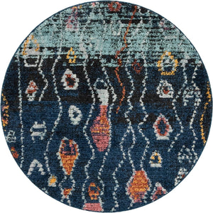 Navy Blue 4' 1 x 4' 1 Morocco Round Rug