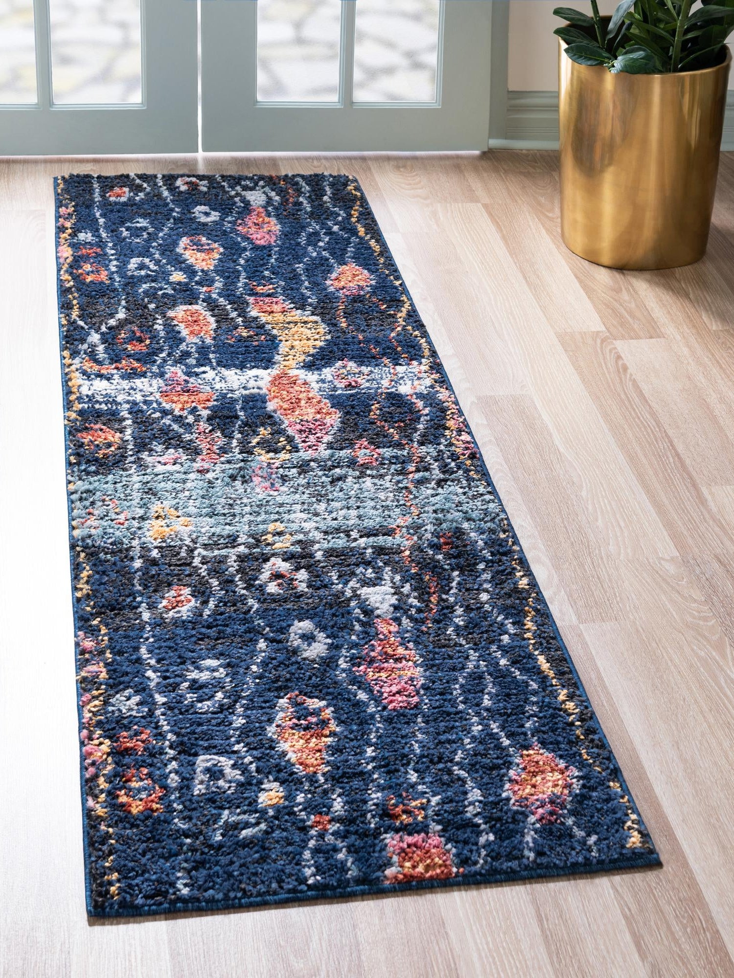 Navy Blue 2' 7 x 10' Morocco Runner Area Rug 100% Polyester Traditional Classic Carpet for Moroccan Inspired Interior Design Home Decor for Sale at Rug Engine