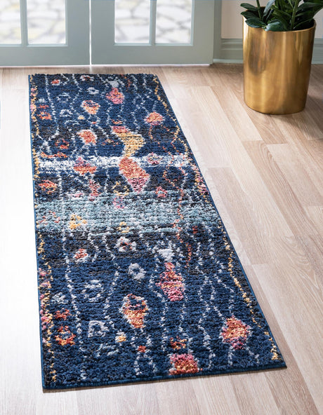 Navy Blue 3' x 10' Morocco Runner Rug