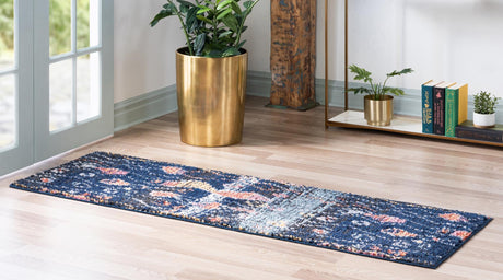Navy Blue 3' x 10' Morocco Runner Rug