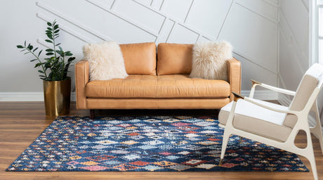 Navy Blue 2' 2 x 3' 1 Morocco Rectangle Area Rug 100% Polyester Traditional Classic Carpet for Moroccan Inspired Interior Design Home Decor for Sale at Rug Engine