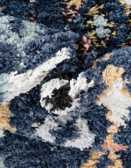 Navy Blue 4' 1 x 4' 1 Morocco Round Area Rug 100% Polyester Traditional Classic Carpet for Moroccan Inspired Interior Design Home Decor for Sale at Rug Engine