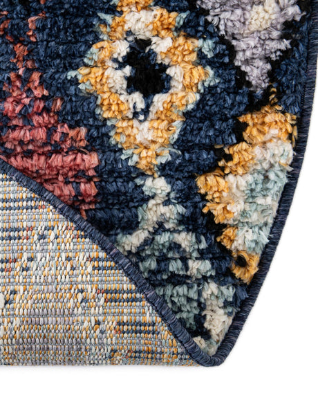 Navy Blue 4' 1 x 4' 1 Morocco Round Area Rug 100% Polyester Traditional Classic Carpet for Moroccan Inspired Interior Design Home Decor for Sale at Rug Engine