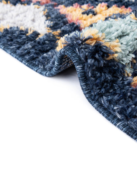 Navy Blue 4' 1 x 4' 1 Morocco Round Area Rug 100% Polyester Traditional Classic Carpet for Moroccan Inspired Interior Design Home Decor for Sale at Rug Engine