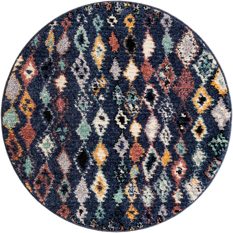 Navy Blue 4' 1 x 4' 1 Morocco Round Rug