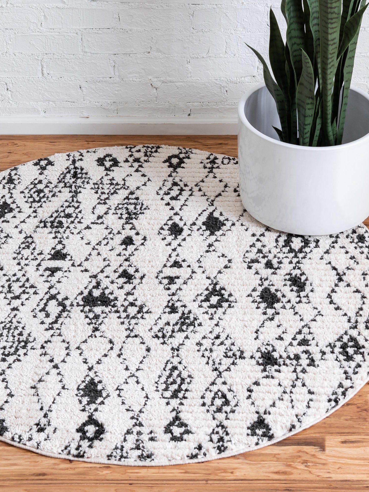 Ivory 4' 1 x 4' 1 Morocco Round Area Rug 100% Polyester Traditional Classic Carpet for Moroccan Inspired Interior Design Home Decor for Sale at Rug Engine