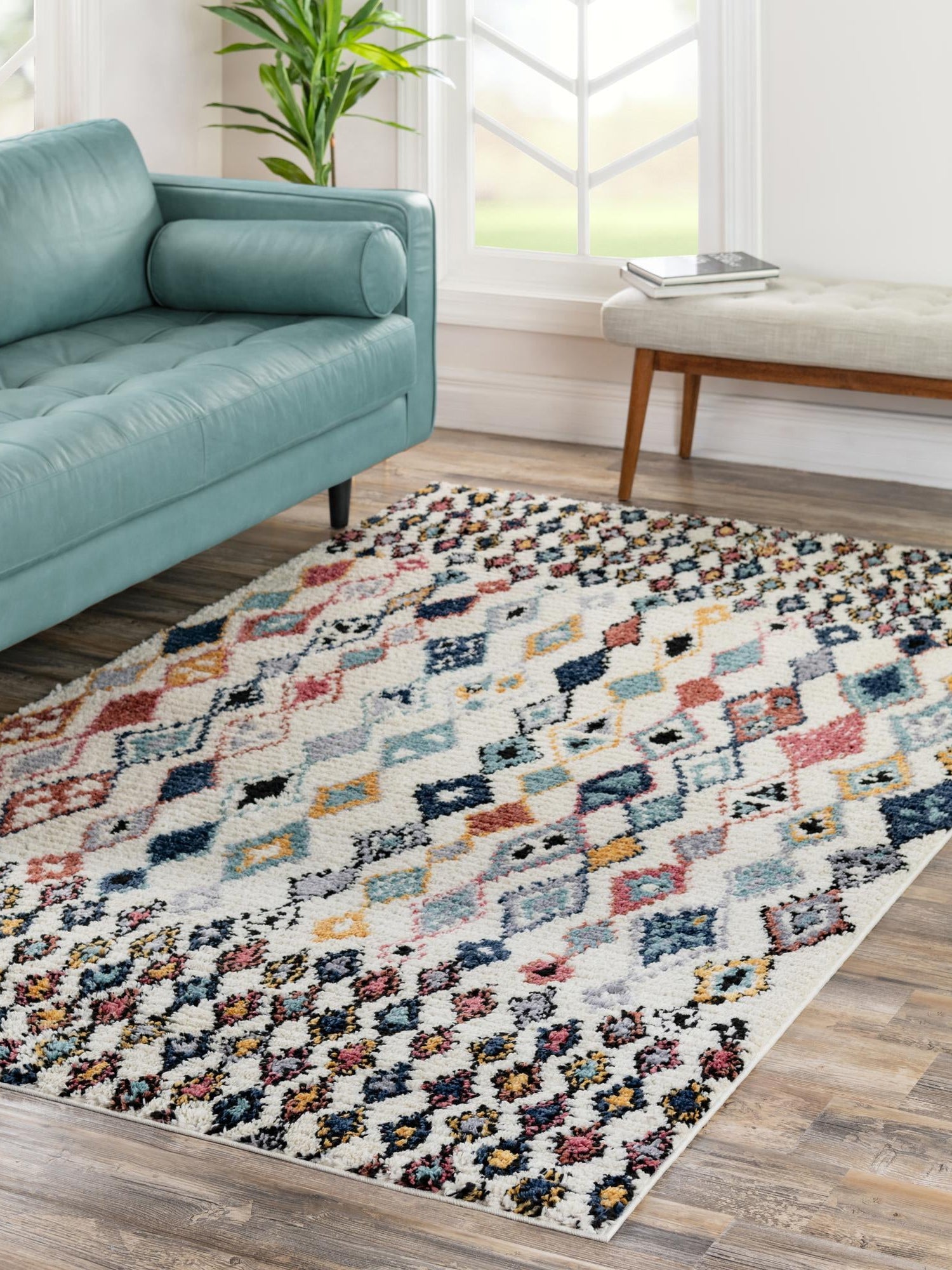 Multicolor 5' 1 x 8' Morocco Rectangle Area Rug 100% Polyester Traditional Classic Carpet for Moroccan Inspired Interior Design Home Decor for Sale at Rug Engine