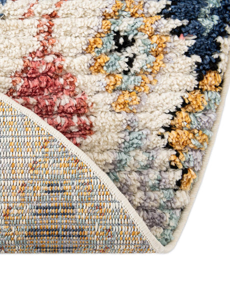 Multicolor 4' x 4' Morocco Round Area Rug 100% Polyester Traditional Classic Carpet for Moroccan Inspired Interior Design Home Decor for Sale at Rug Engine