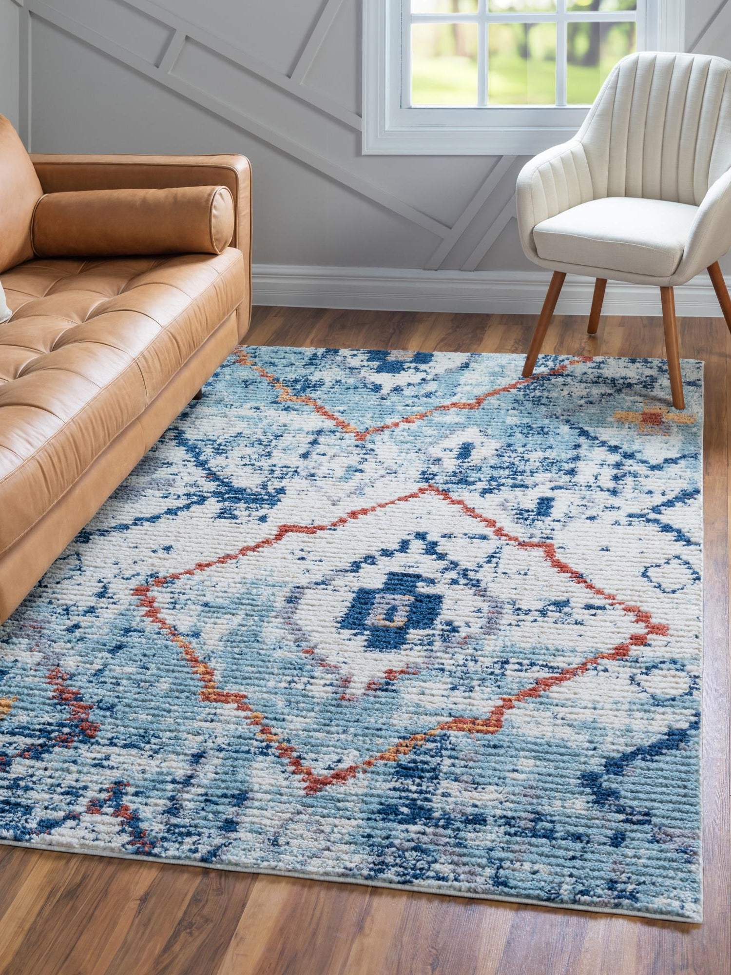 Light Blue 2' 2 x 3' 1 Morocco Rectangle Area Rug 100% Polyester Traditional Classic Carpet for Moroccan Inspired Interior Design Home Decor for Sale at Rug Engine