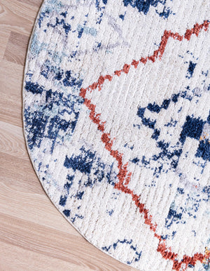 Light Blue 4' x 4' Morocco Round Rug
