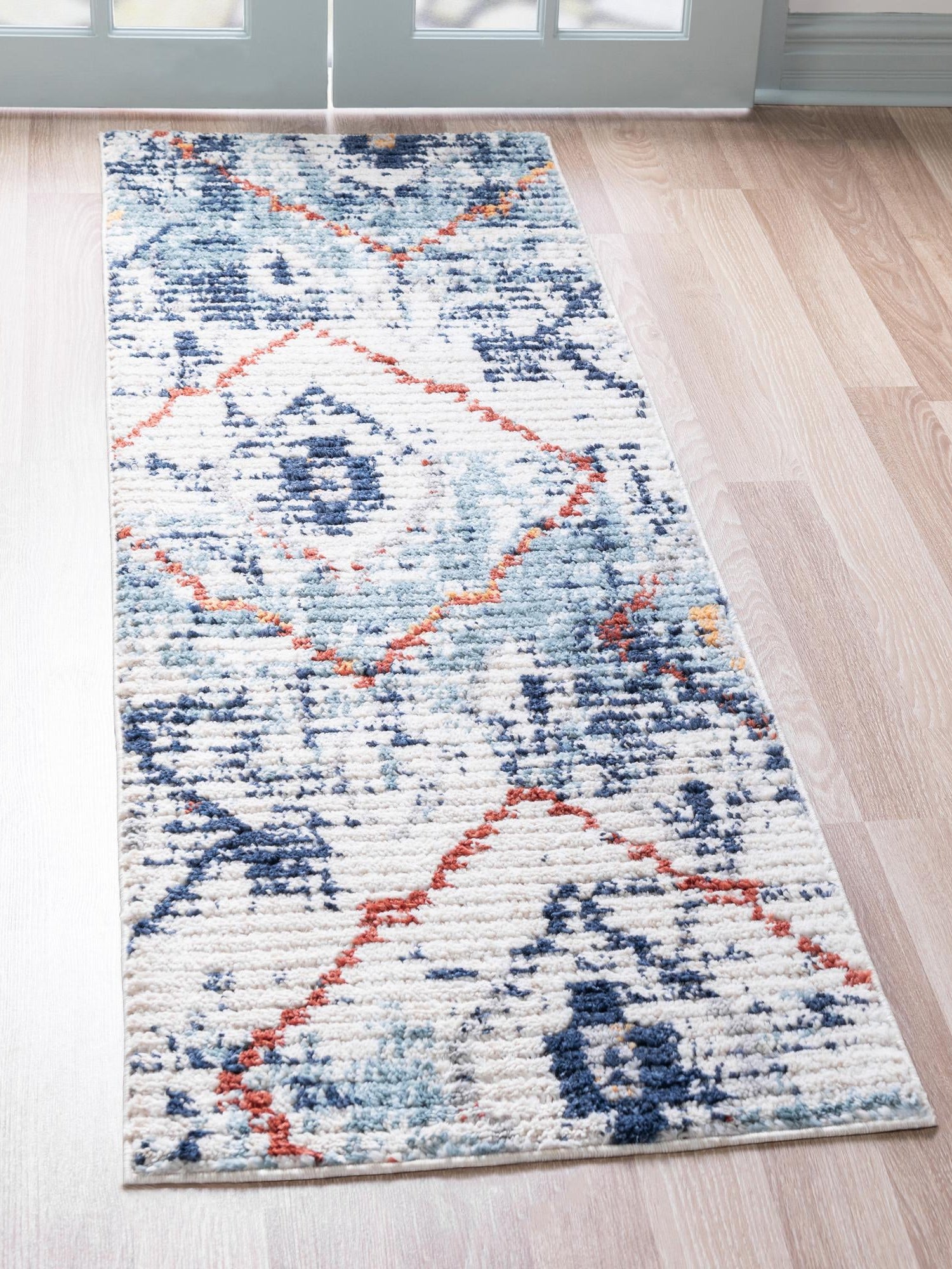 Light Blue 2' 7 x 10' Morocco Runner Area Rug 100% Polyester Traditional Classic Carpet for Moroccan Inspired Interior Design Home Decor for Sale at Rug Engine