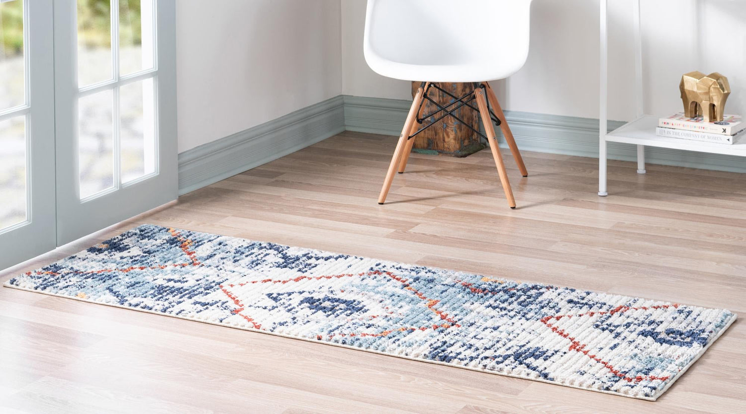 Light Blue 2' 2 x 6' 1 Morocco Runner Area Rug 100% Polyester Traditional Classic Carpet for Moroccan Inspired Interior Design Home Decor for Sale at Rug Engine