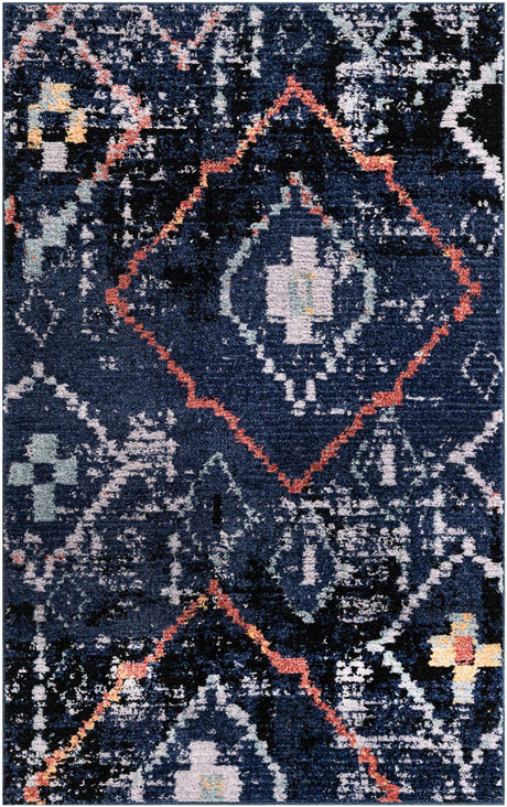 Navy Blue 5' 1 x 8' Morocco Rectangle Rug