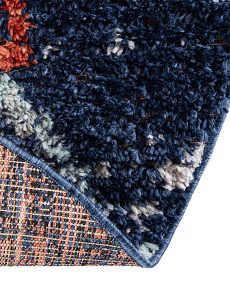 Navy Blue 4' 1 x 4' 1 Morocco Round Area Rug 100% Polyester Traditional Classic Carpet for Moroccan Inspired Interior Design Home Decor for Sale at Rug Engine