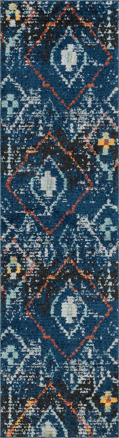 Navy Blue 3' x 10' Morocco Runner Rug