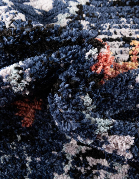 Navy Blue 2' 2 x 6' 1 Morocco Runner Area Rug 100% Polyester Traditional Classic Carpet for Moroccan Inspired Interior Design Home Decor for Sale at Rug Engine