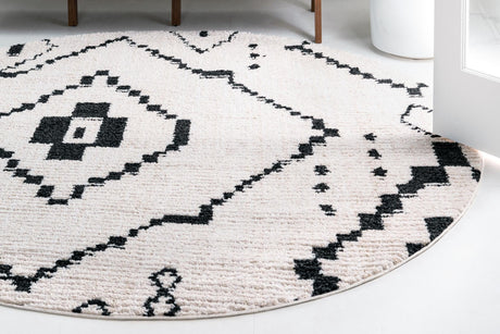 Ivory 4' 1 x 4' 1 Morocco Round Area Rug 100% Polyester Traditional Classic Carpet for Moroccan Inspired Interior Design Home Decor for Sale at Rug Engine