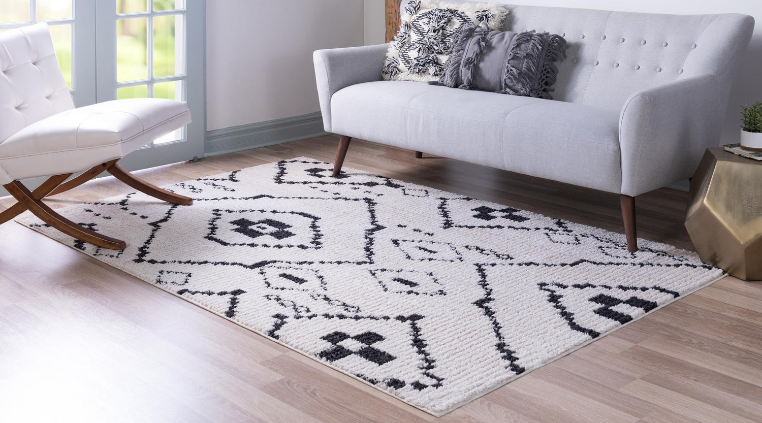 Ivory 4' 1 x 6' 1 Morocco Rectangle Area Rug 100% Polyester Traditional Classic Carpet for Moroccan Inspired Interior Design Home Decor for Sale at Rug Engine