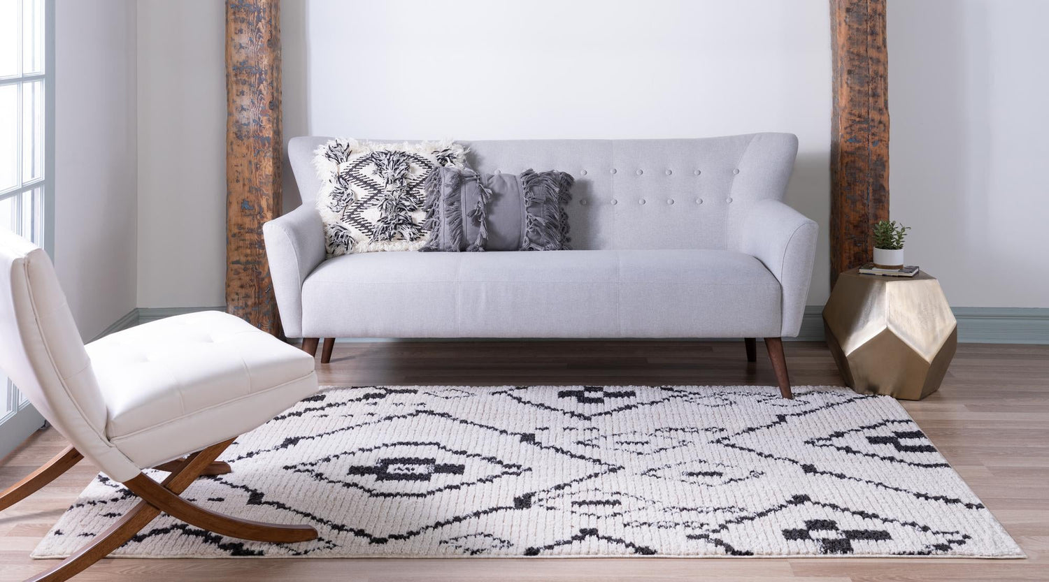 Ivory 4' 1 x 6' 1 Morocco Rectangle Area Rug 100% Polyester Traditional Classic Carpet for Moroccan Inspired Interior Design Home Decor for Sale at Rug Engine