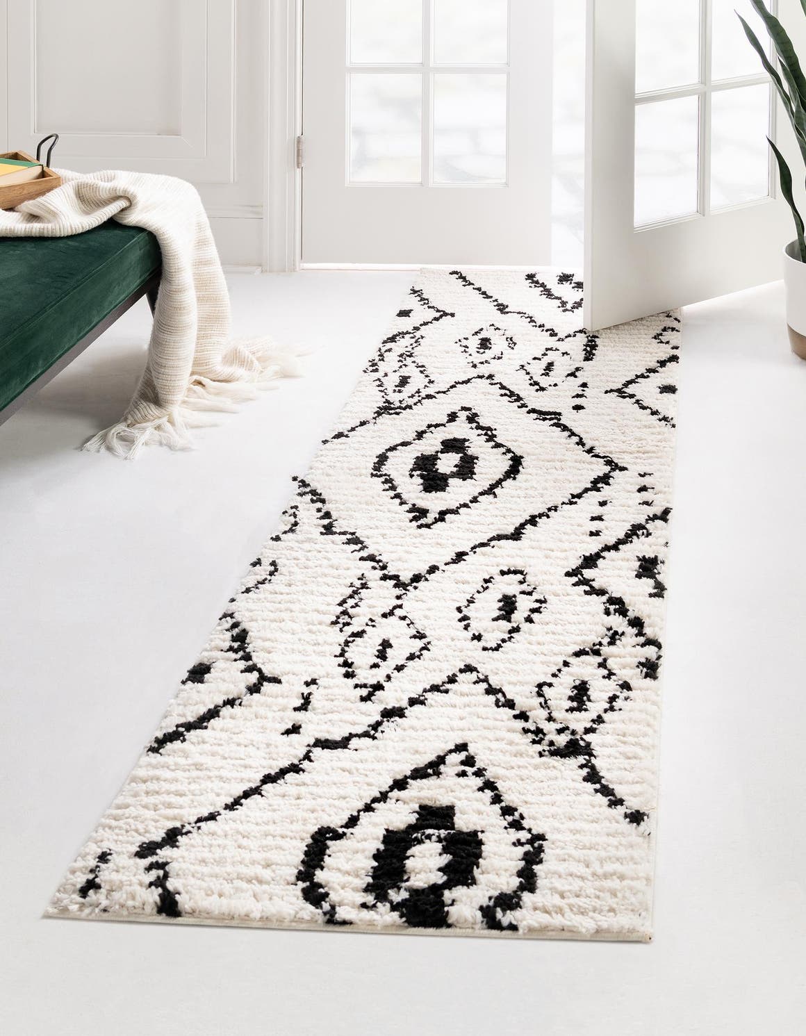 Ivory 2' 2 x 6' 1 Morocco Runner Area Rug 100% Polyester Traditional Classic Carpet for Moroccan Inspired Interior Design Home Decor for Sale at Rug Engine