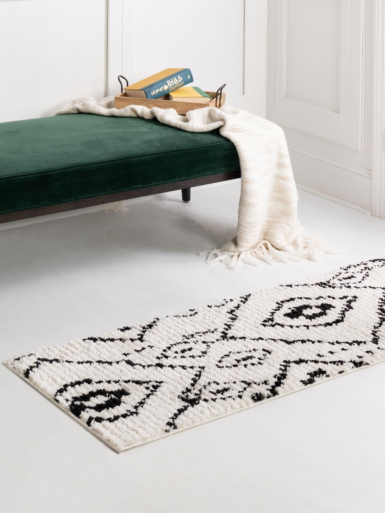 Ivory 2' 7 x 10' Morocco Runner Area Rug 100% Polyester Traditional Classic Carpet for Moroccan Inspired Interior Design Home Decor for Sale at Rug Engine