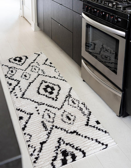 Ivory 2' 7 x 10' Morocco Runner Area Rug 100% Polyester Traditional Classic Carpet for Moroccan Inspired Interior Design Home Decor for Sale at Rug Engine