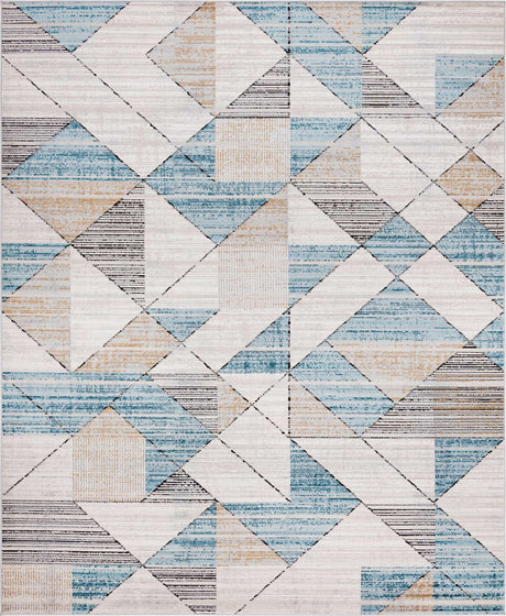 Blue 8' x 10' Leipzig Rectangle Area Rug 75% Polypropylene & 25% Polyester Modern Contemporary Carpet for Kitchens, Bedroom, Living Room Home Decor for Sale at Rug Engine