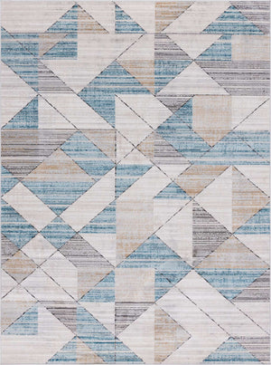 Blue 8' x 11' Leipzig Rectangle Area Rug 75% Polypropylene & 25% Polyester Modern Contemporary Carpet for Kitchens, Bedroom, Living Room Home Decor for Sale at Rug Engine