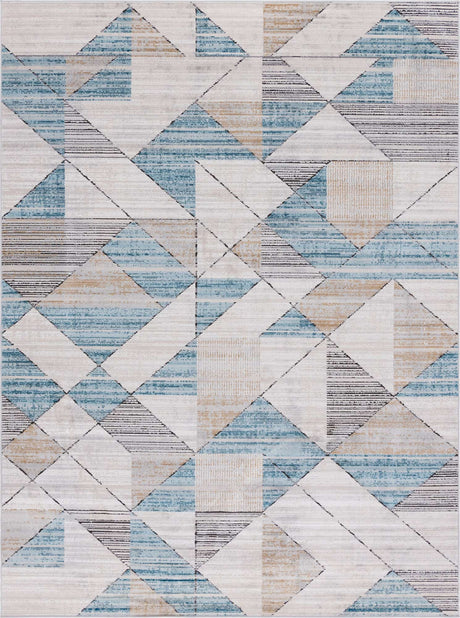 Blue 8' x 11' Leipzig Rectangle Area Rug 75% Polypropylene & 25% Polyester Modern Contemporary Carpet for Kitchens, Bedroom, Living Room Home Decor for Sale at Rug Engine