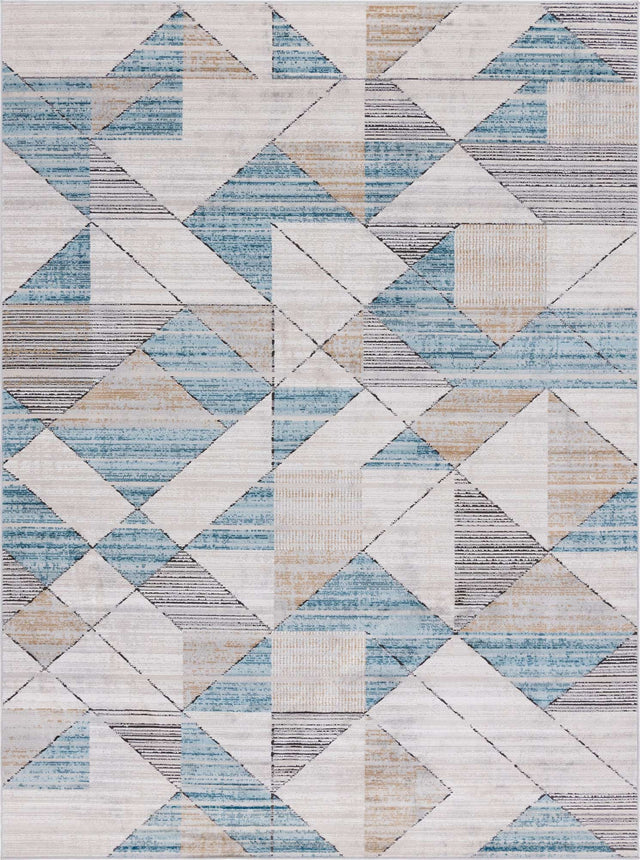Blue 8' x 11' Leipzig Rectangle Area Rug 75% Polypropylene & 25% Polyester Modern Contemporary Carpet for Kitchens, Bedroom, Living Room Home Decor for Sale at Rug Engine