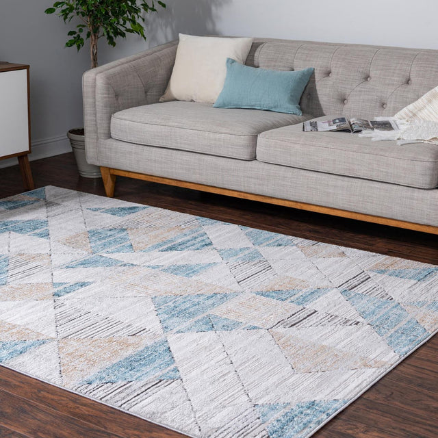 Blue 9' x 12' 2 Leipzig Rectangle Area Rug 75% Polypropylene & 25% Polyester Modern Contemporary Carpet for Kitchens, Bedroom, Living Room Home Decor for Sale at Rug Engine
