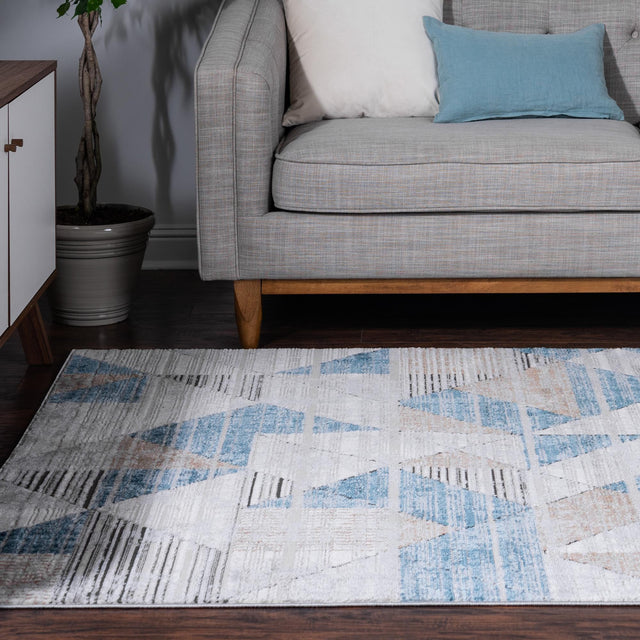 Blue 9' x 12' 2 Leipzig Rectangle Area Rug 75% Polypropylene & 25% Polyester Modern Contemporary Carpet for Kitchens, Bedroom, Living Room Home Decor for Sale at Rug Engine
