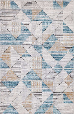 Blue 5' 1 x 8' Leipzig Rectangle Area Rug 75% Polypropylene & 25% Polyester Modern Contemporary Carpet for Kitchens, Bedroom, Living Room Home Decor for Sale at Rug Engine