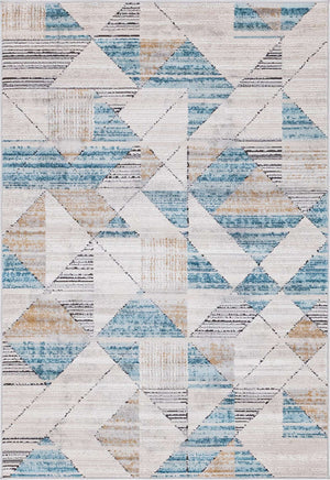 Blue 4' 1 x 6' 1 Leipzig Rectangle Area Rug 75% Polypropylene & 25% Polyester Modern Contemporary Carpet for Kitchens, Bedroom, Living Room Home Decor for Sale at Rug Engine