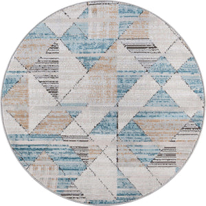 Blue 3' 3 x 3' 3 Leipzig Round Area Rug 75% Polypropylene & 25% Polyester Modern Contemporary Carpet for Kitchens, Bedroom, Living Room Home Decor for Sale at Rug Engine