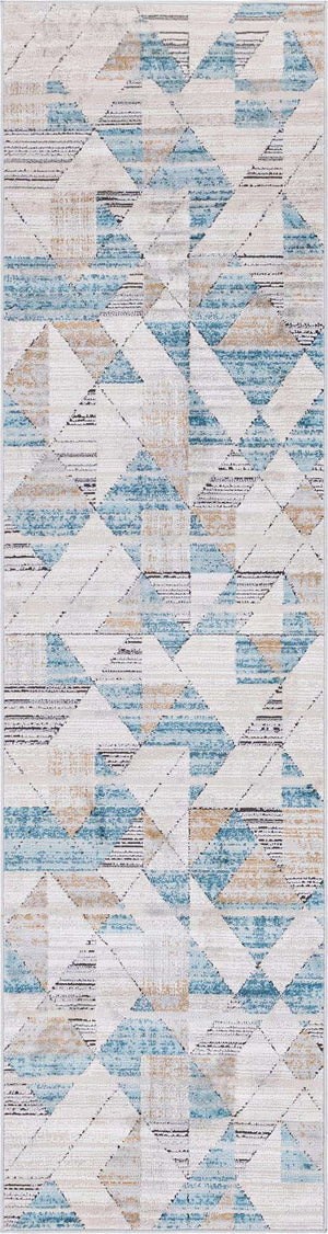 Blue 2' 7 x 10' Leipzig Runner Area Rug 75% Polypropylene & 25% Polyester Modern Contemporary Carpet for Kitchens, Bedroom, Living Room Home Decor for Sale at Rug Engine