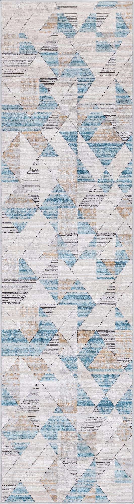 Blue 2' 7 x 10' Leipzig Runner Area Rug 75% Polypropylene & 25% Polyester Modern Contemporary Carpet for Kitchens, Bedroom, Living Room Home Decor for Sale at Rug Engine